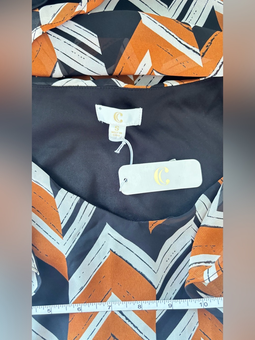 Charming Charlie Chevron Print Mini Dress in Rust, Black & White - Picture 14 of 15